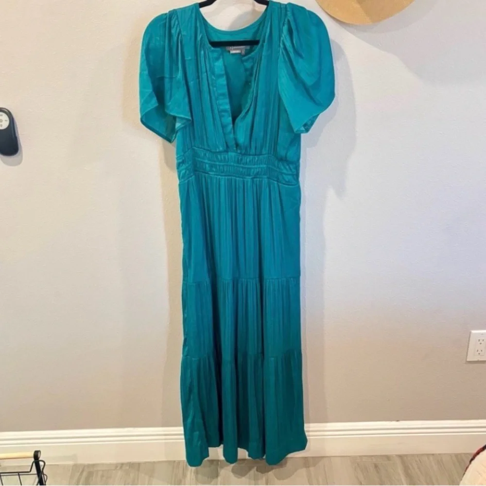 Anthropologie Silky Somerset Maxi Dress in Teal Size Medium - Picture 6 of 9